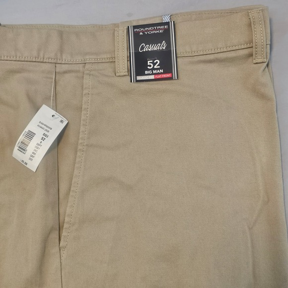 Roundtree & Yorke Size 52 Classic Fit Flat Front Khaki Shorts 9" inseam NWT L886 - Picture 2 of 5